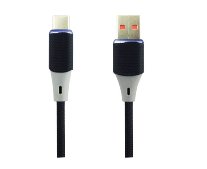 Cable USB a Type-C, Modelo SX-98, de 6 Amperes, 1 Metro, Fast Charge y Datos, Punta Malla