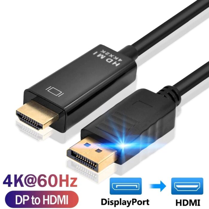 Cable DisplayPort DP a HDMI 4K Ultra HD 1.8m  - Negro - Imagen 3