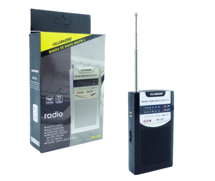 Radio AM/FM 2 Bandas Marca HUDSHENG Modelo MK-203 a Pilas