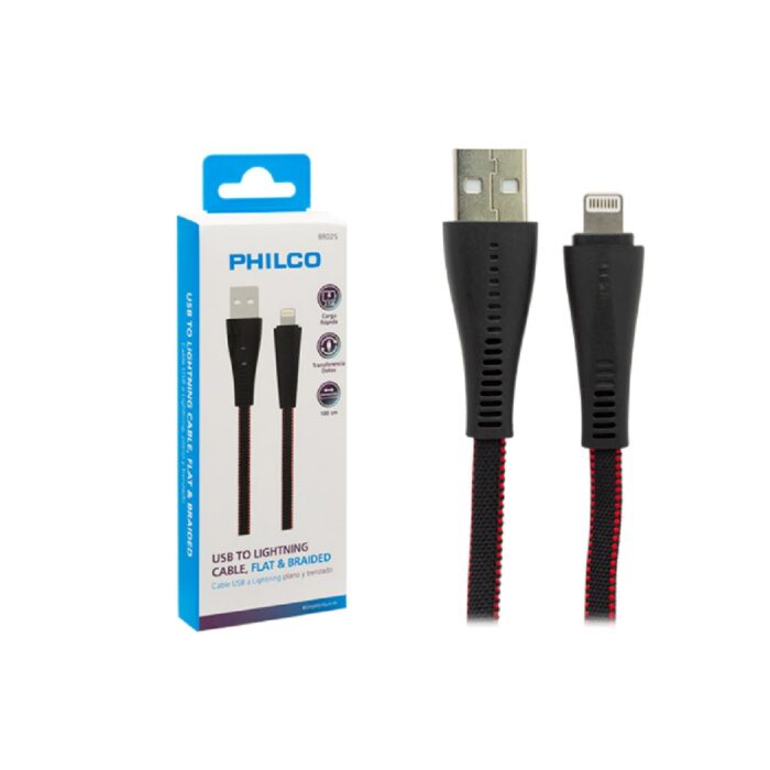 Cable USB Philco para Iphone Plano con Malla - Negro