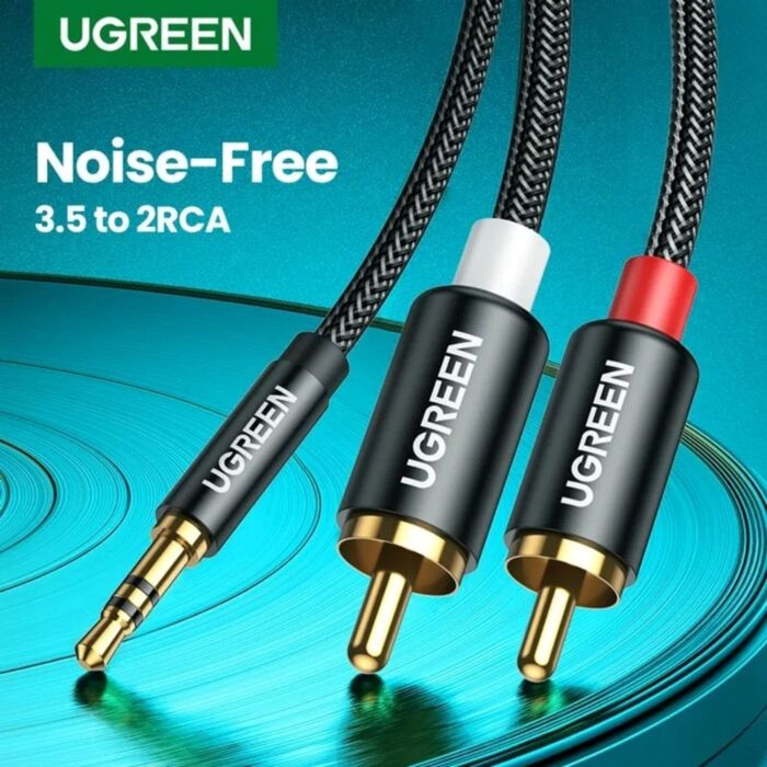 Cable de Audio Jack 3.5mm 2RCA  3 mts Negro UGREEN - Imagen 3