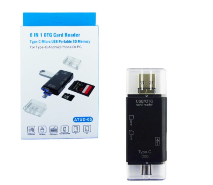 Adaptador 6 en 1 OTG/USB Con Lector de Tarjetas SD, TF, SD y USB 2.0 - Imagen 3
