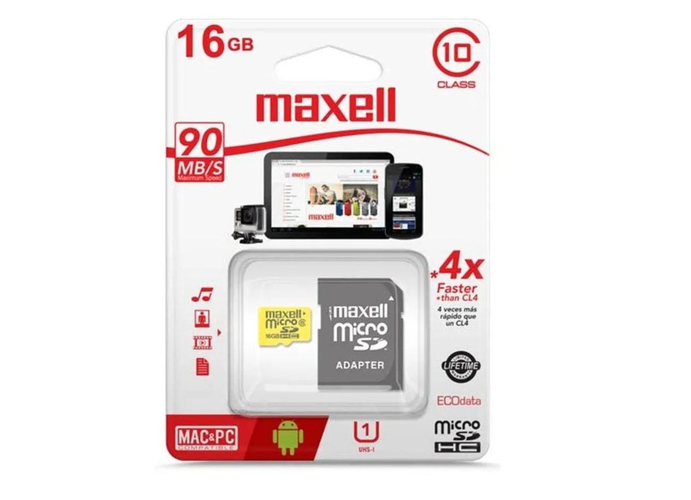 Tarjeta Micro SD Maxell 16GB Clase 10